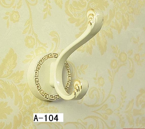 Hooks White Wall Hooks / Shabby Chic Coat Double Hook Metal