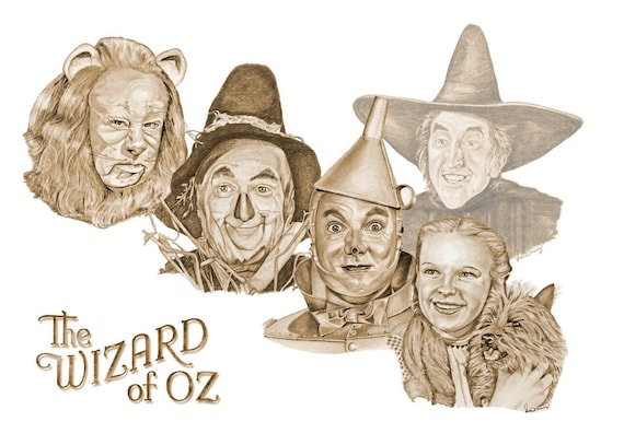 Items similar to Wizard of Oz pencil drawing giclee print on Etsy