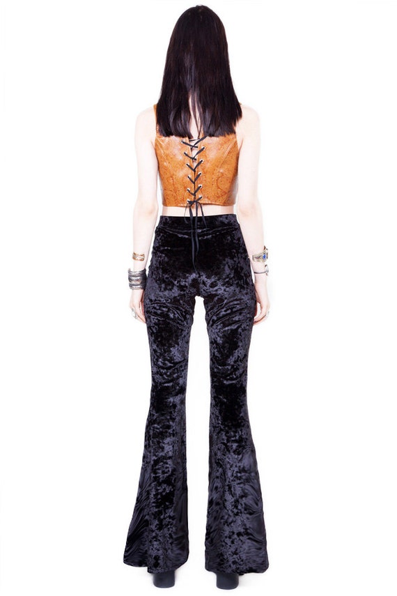 crushed velvet bell bottoms