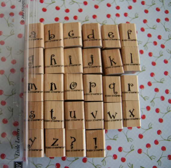 Set of 28 2001 Stampin' Up Little Letters wood mounted