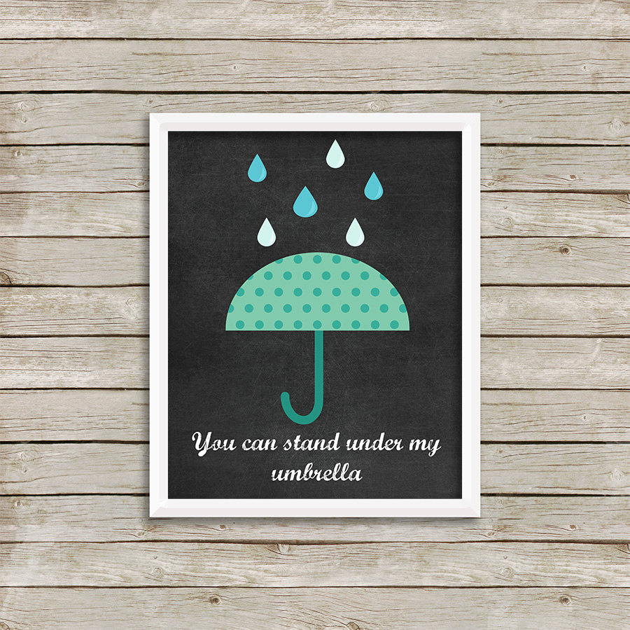 You Can Stand Under My Umbrella Wall Art Print by FaithandWhimsy