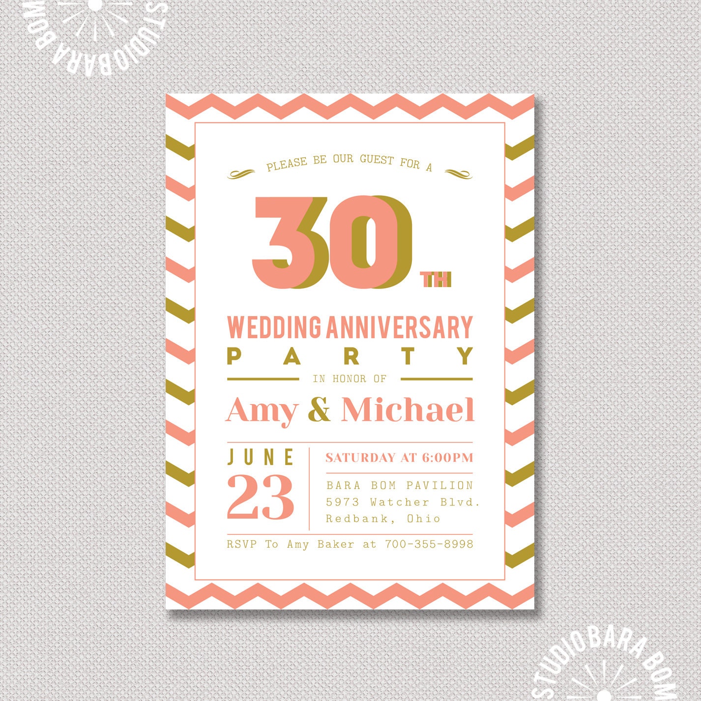 30th Anniversary  Invitation  50th Wedding  by StudioBaraBom 