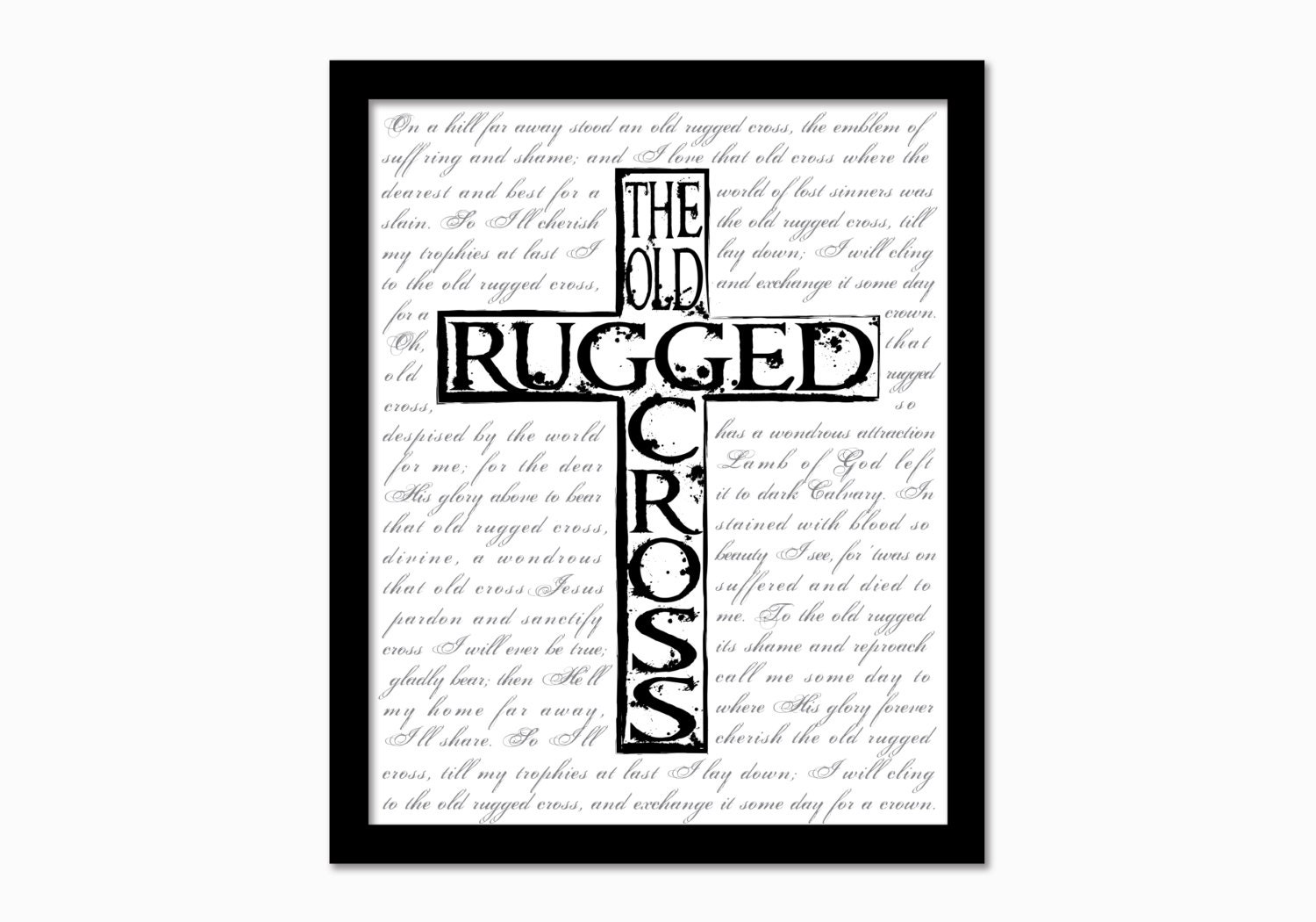 Christian wall art. The Old Rugged Cross. Digital print.