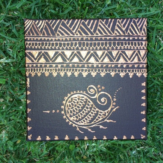 Brown and Gold Ethnic Inspired Henna Design 6inX6in