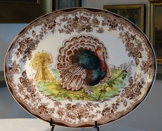 Royal Staffordshire Large 15 x 19 inch Turkey Platter by Clarice Cliff. Made in England