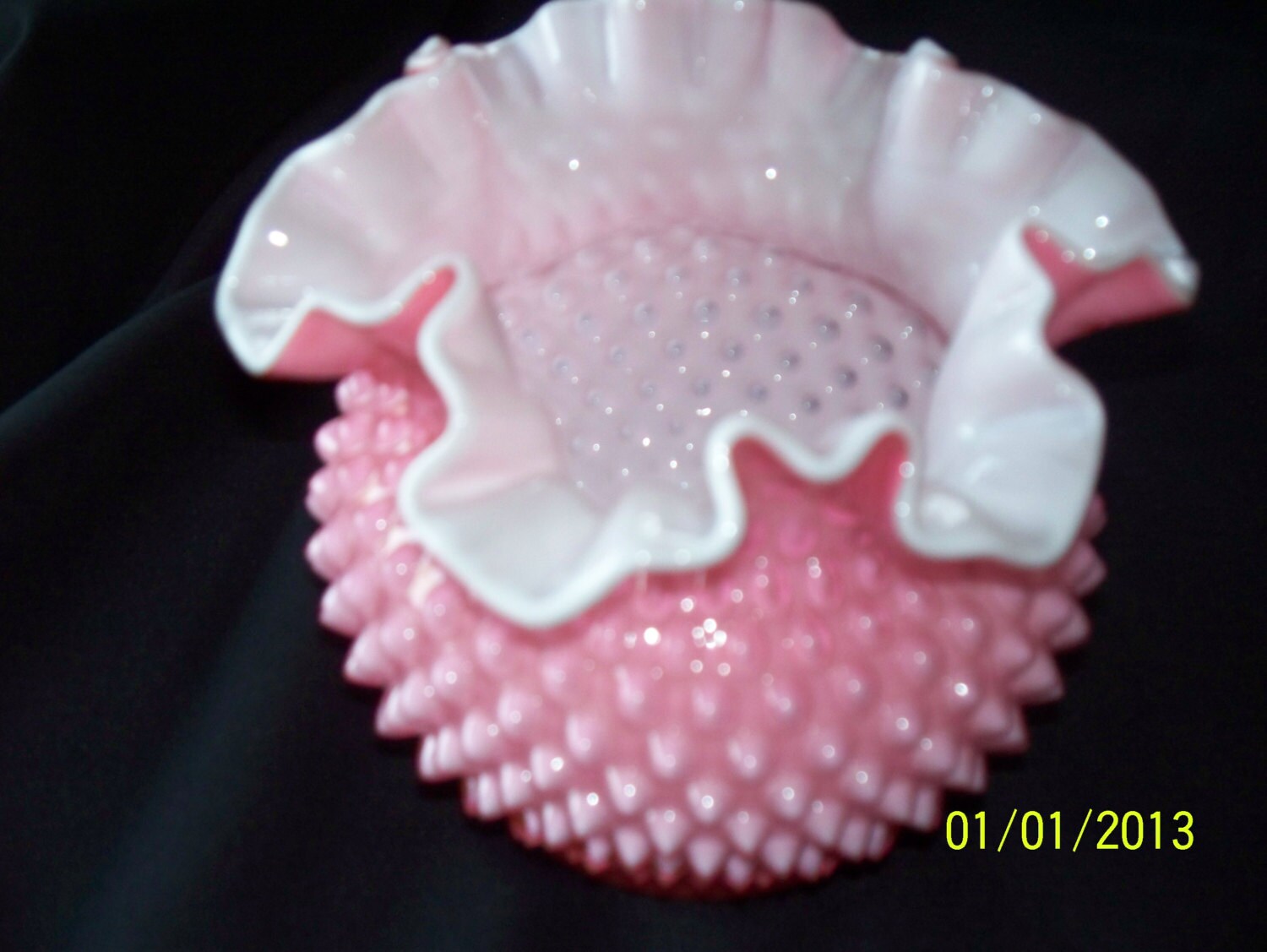 Fenton Pink Hobnail Vase