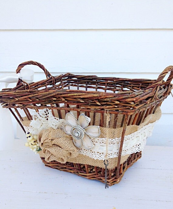 Rustic Wedding Reception Card Basket Table Center Piece