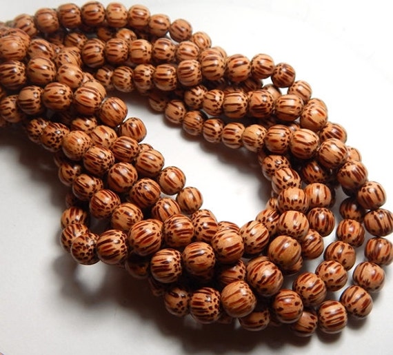 8mm Light Palm Wood Beads 8mm Wood Beads Palm Beads Beach