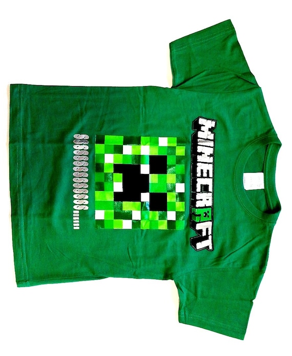 New kids Minecraft Green t shirt size-2-4