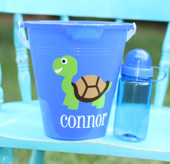 Items similar to Personalized Beach Sand Pail Bucket Monogrammed Turtle