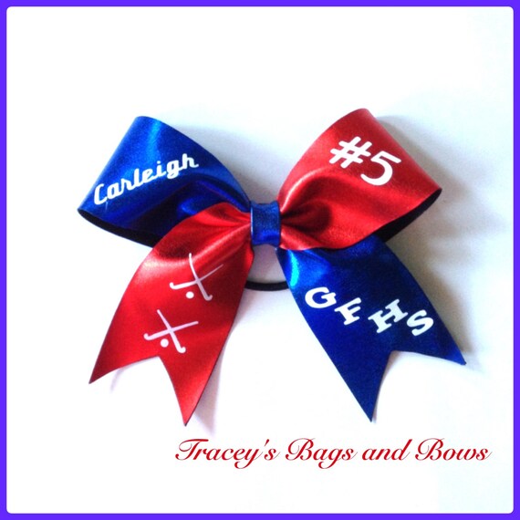 Field Hockey Bow blue and white with by Traceysbagsandbows on Etsy