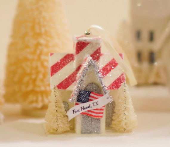 tree brush uses bottle Glitter WhiteBerryLane on Cane Candy ornament house by Etsy