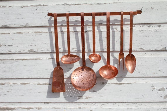 copper  peice hanging   copper Skimmer, serving set. utensils Spoons utensils Ladles, serving