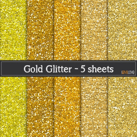 Golden Glitter Paper Digital Paper Pack Personal and