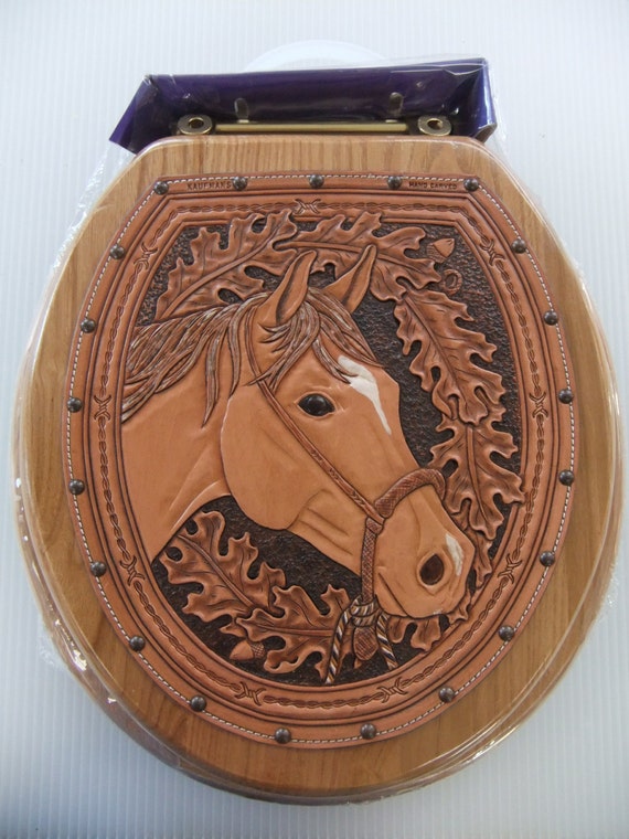 Items similar to Leather tooledOak Toilet seat on Etsy
