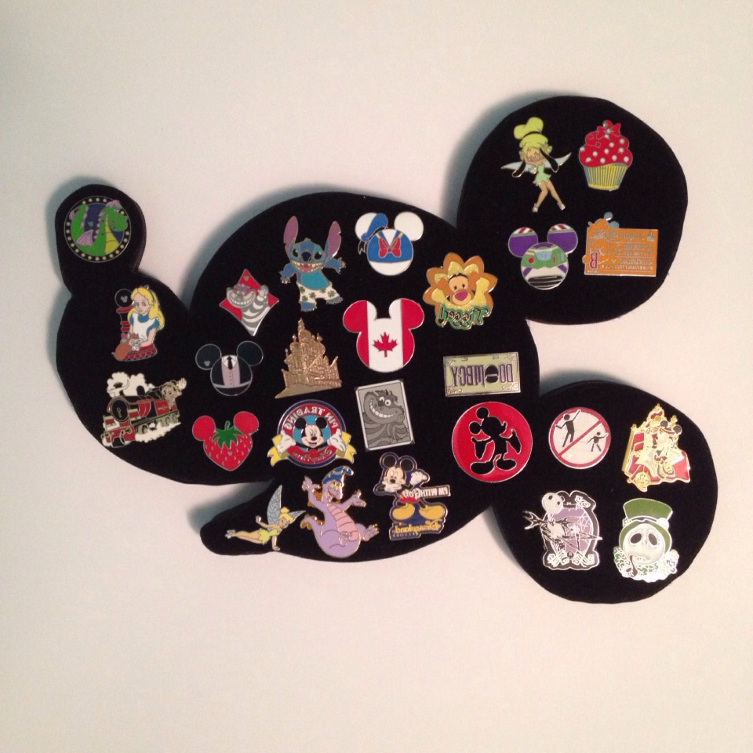 Disney Mickey Mouse head silhouette pin display board holder.