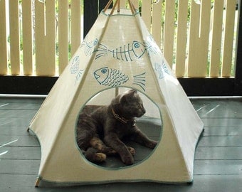 Cat Bed - Cat Teepee - Cat Tent - Sky Blue Kiteepee