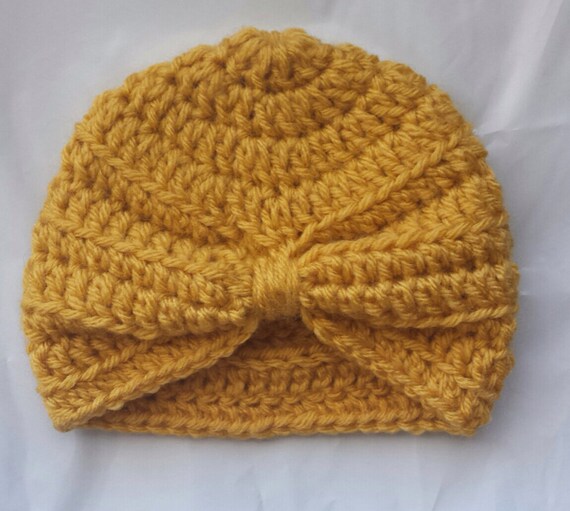 Mustard newborn turban beanie by TeganAndTilly on Etsy