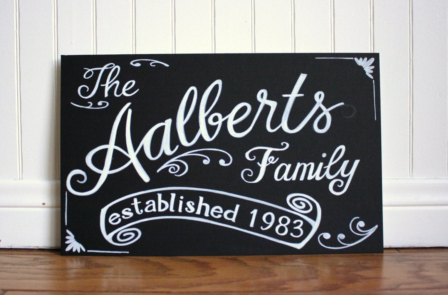 Family Established Sign Hand-Painted Chalkboard Style