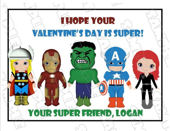 Avengers Kids valentine cards superhero with envelopes set of