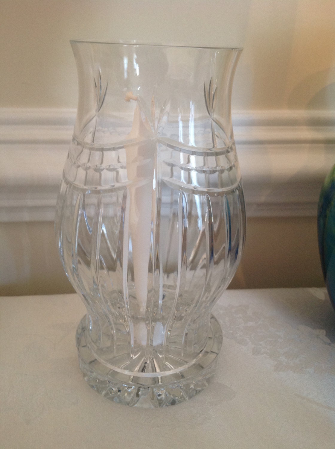 Vintage Crystal Candle Hurricane Lamp