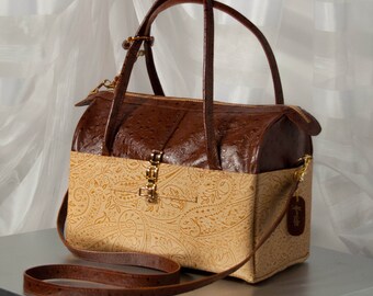Sac Ã  main cuir Beige et Brun. Fait main au QuÃ©bec par une designer ...
