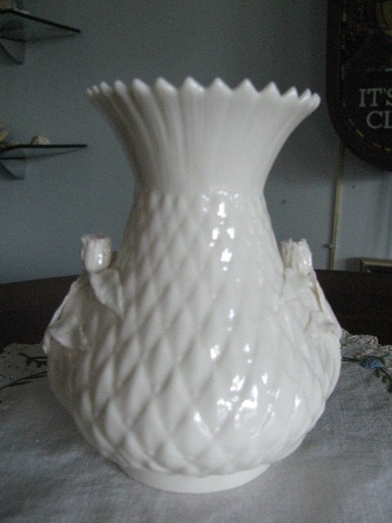 Vintage Belleek Porcelain Vase / Milky White Vase by Flavsantiques