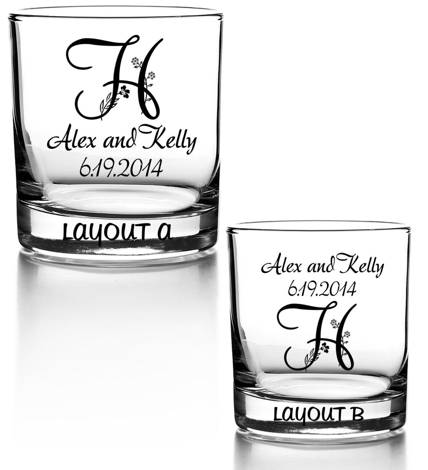 100 Personalized imprinted shot glass / votive holder wedding