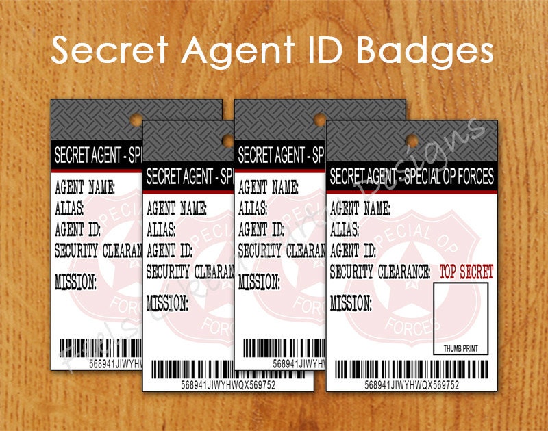 Secret Agent Spy ID Badges Instant Download by FeelsLikeAParty20