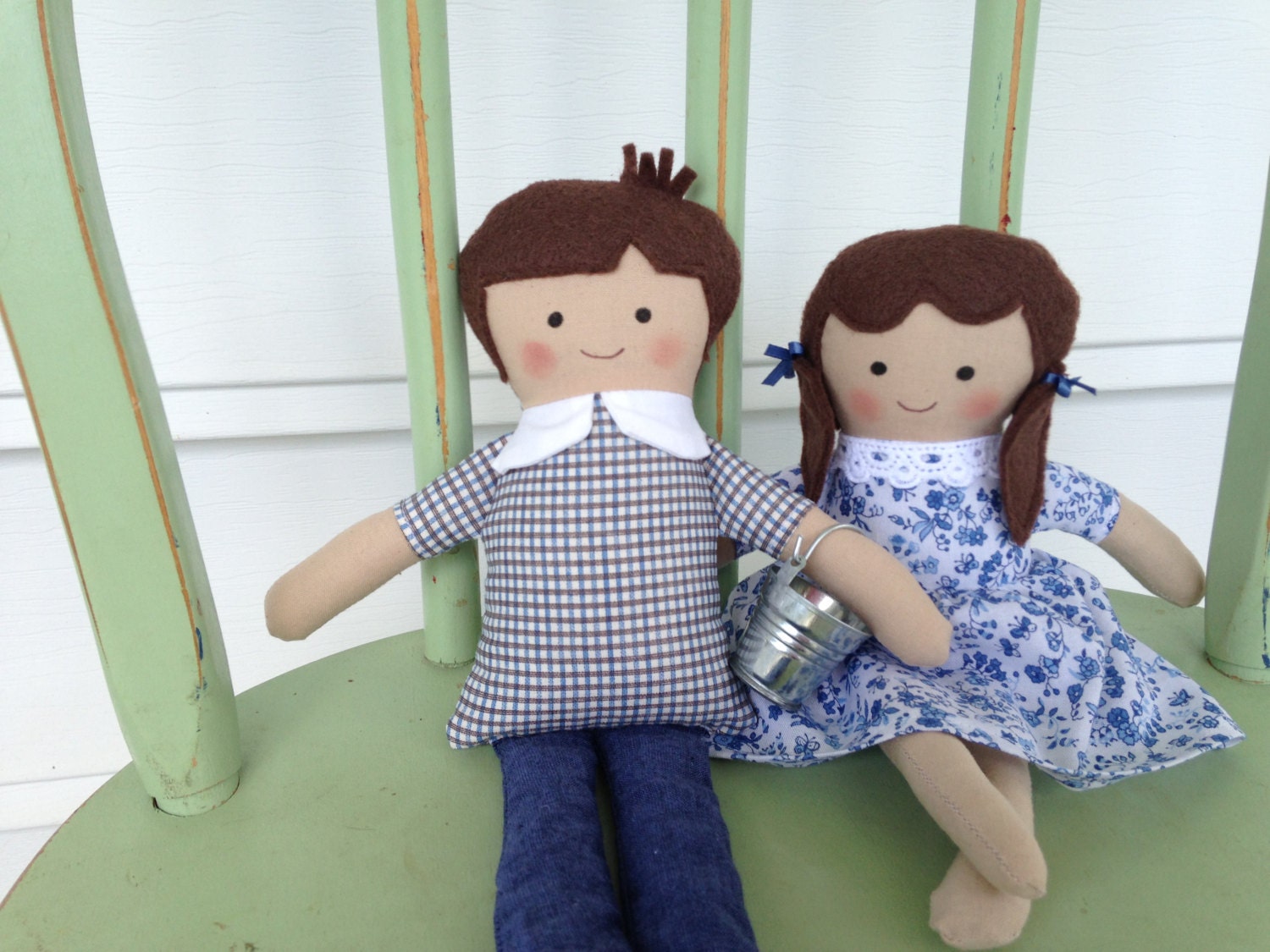 Clearance Sale Jack And Jill Handmade Doll by AButtonAndAStitch