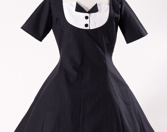 CLEARANCE SALE Wednesday Addams Goth Gothic Aline Tuxedo Retro Rockabilly Dress Pinup Dress Pin Up Dress Black Dress Womens Medium M