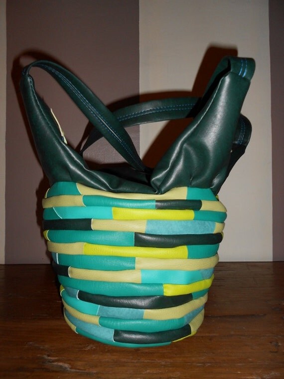 superbe sac bandouliere multicolore vert ,original unique made in ...