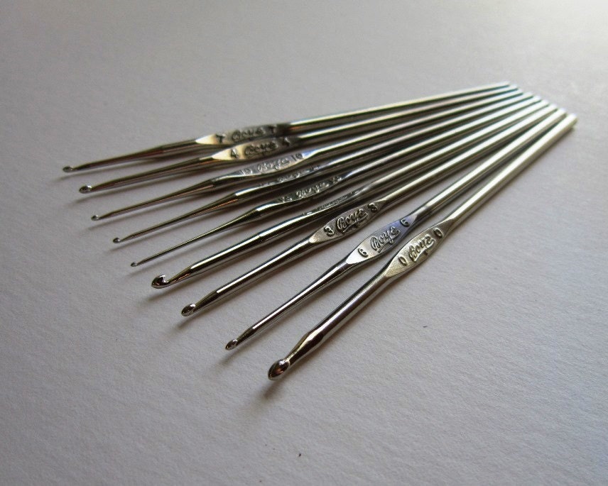 choose 3 BOYE steel crochet hooks by SlowWindingWay on Etsy