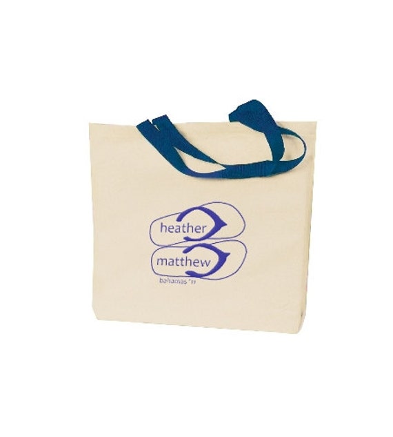 50 Wedding Tote Bags Personalized with a Custom Beach Wedding Logo ...