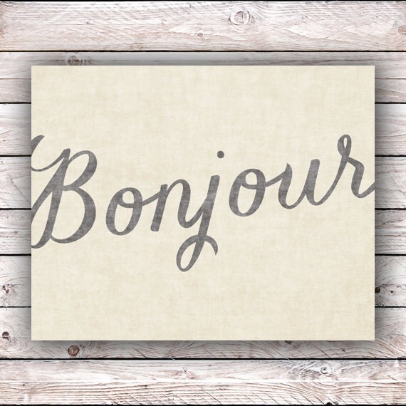 Bonjour Printable Art Print Instant Digital Download
