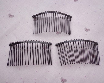 Nickel free--50 pcs Black Metal Hair Combs (20teeth) 36mmx75mm