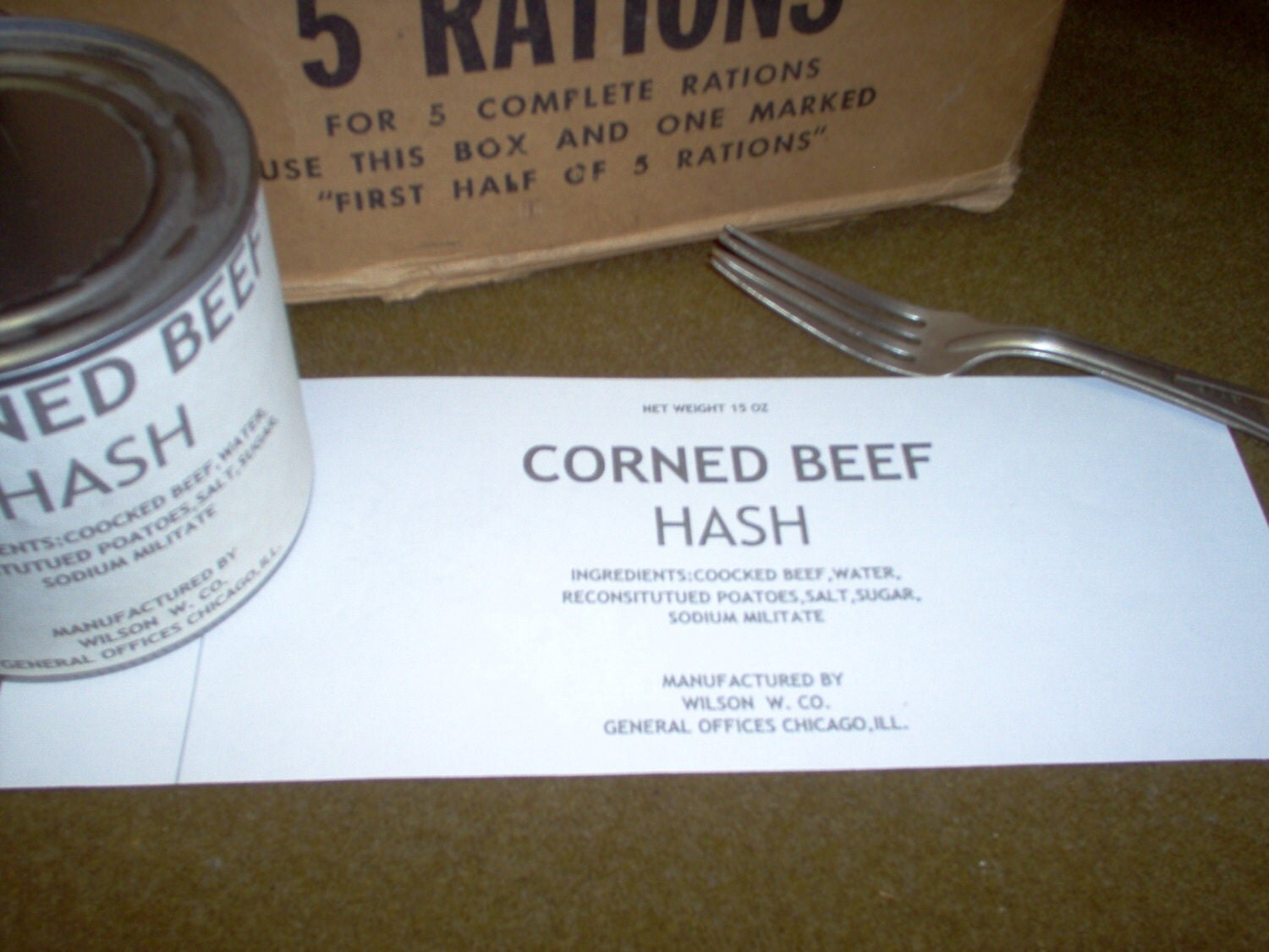 WWII US Army Corned beef hash ration can label by LGGMilitaria