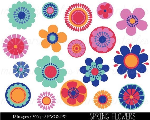 Clipart Flowers Flower Clipart Clip Art Bright by mintprintables