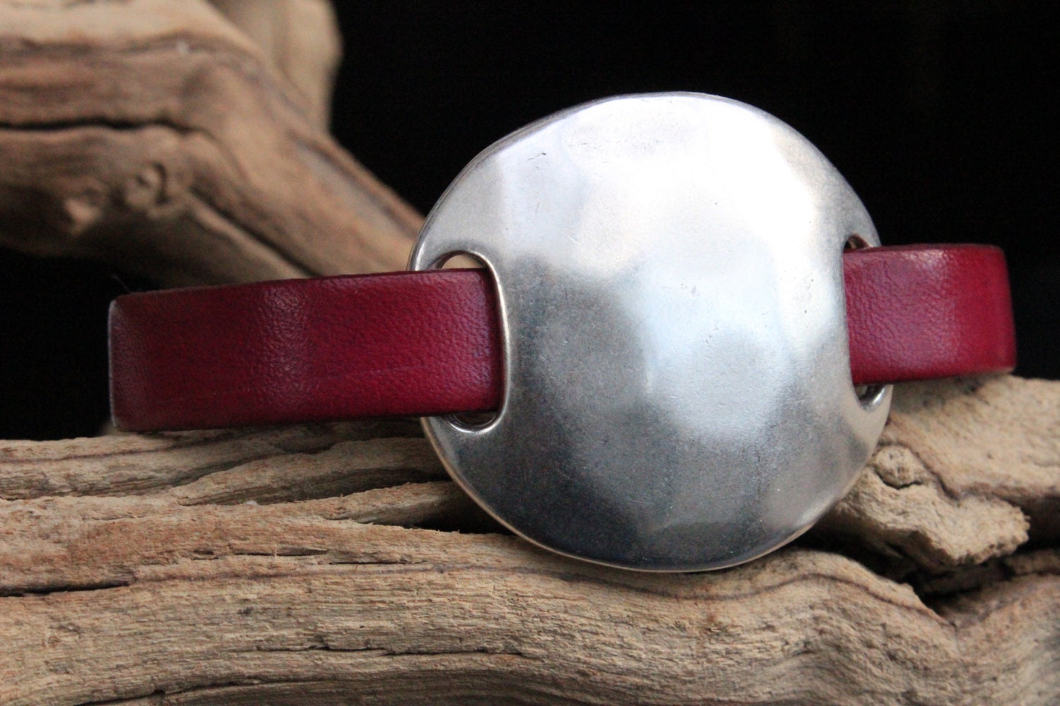 Leather Metal Bracelet Metalwork Jewelry Silver Fuchsia