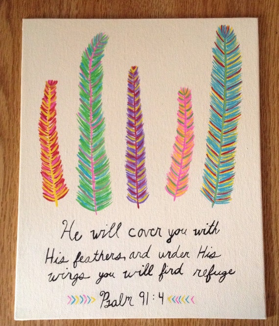 Feather/Bible Verse Canvas by DormRoomWillow on Etsy