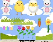 Easter Digital Clipart, Easter Clipart, Bunny Clipart, Easter Egg Clipart, Easter Chicks, Spring ClipArt, INSTANT DOWNLOAD Il_170x135