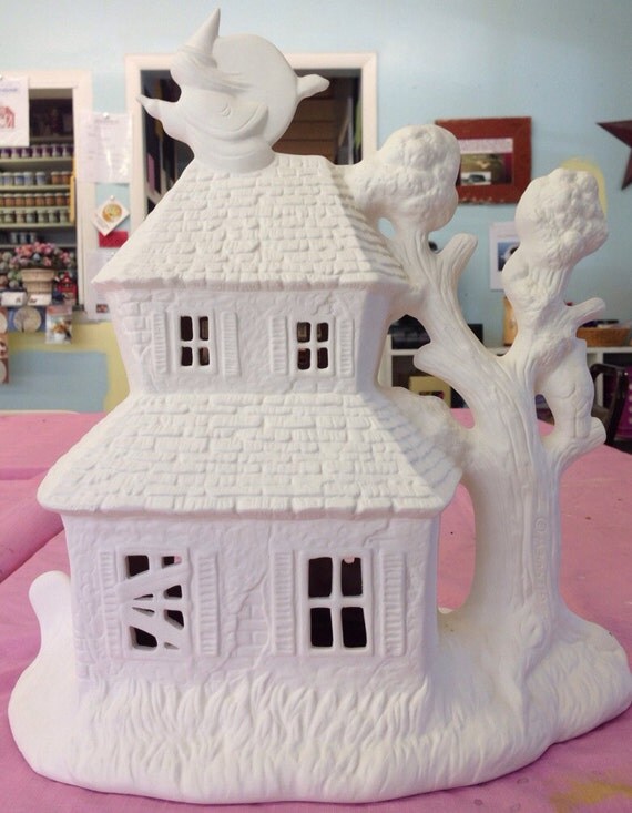 Ceramic Haunted House Ceramic Bisque House Bisque Ceramic