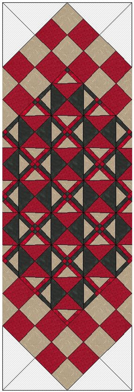 Quilt Pattern Criss Cross Table Runner by QuiltPatternsDesigns