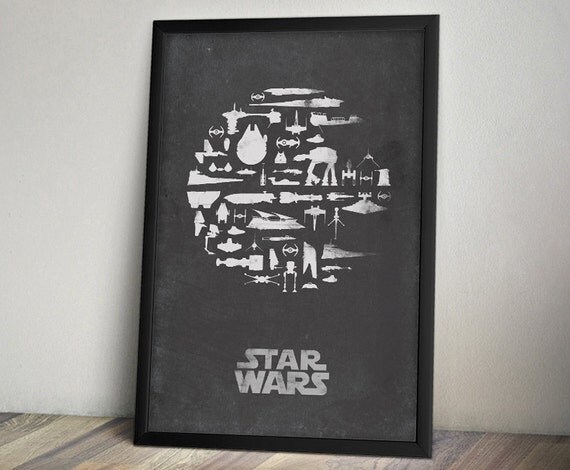 Star Wars Inspired Vintage Poster Thats No Moon by ThePixelEmpire