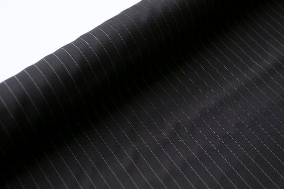 Black and White Pinstripe Suiting Fabric by the by felinusfabrics