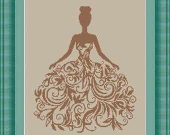 WOMAN / robe femme -Counted cross stitch pattern /grille point de croix ,Cross Stitch PDF, Instant download , free shipping