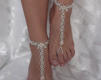 lace barefoot sandals, Wedding lace anklets, Wedding foot jewelry ...