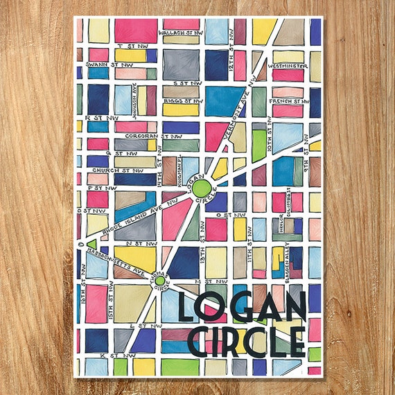 Logan Circle Neighborhood Map By ToriePartridge On Etsy   Il 570xN.638787238 87zp 