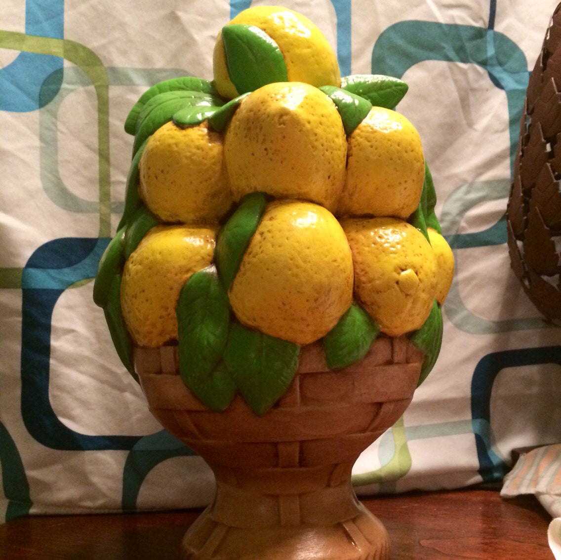 1980's fun ceramic lemon sculpture. Sunny lemons in a