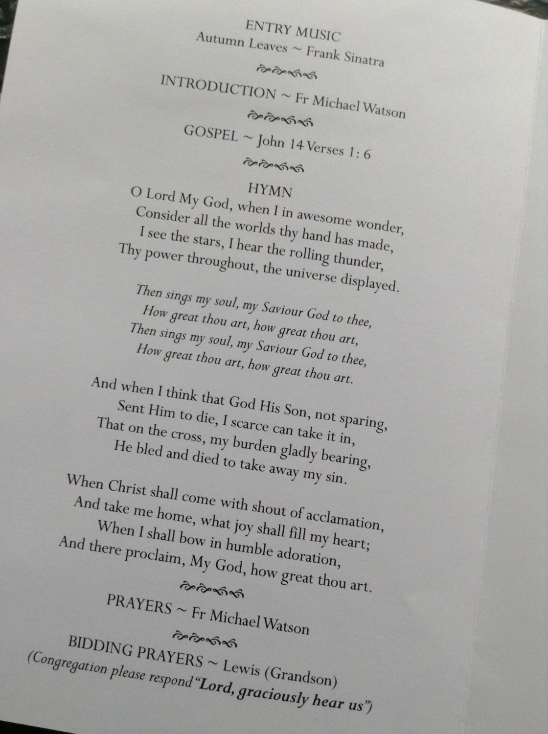 Funeral Order of Service Program Hymn Sheet by FuneralsandFavours
